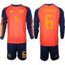 adult & kids Spain National Soccer Uniform Suit 6 A.INIESTA Jersey Set Home 2026 Red Long Sleeve