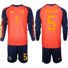 adult & kids Spain National Soccer Team Uniform Suit 5 HUIJSEN Jersey Set Home 2026 Red Long Sleeve