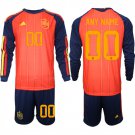 adult & kids Spain Soccer Uniform Suit 00 Custom name number Jersey Set Home 2026 Red Long Sleeve