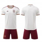 adult & kids Spain National Soccer Uniform Suit Blank Jersey Set Away Stadium 2026 White Activewear