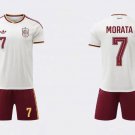 adult & kids Spain National Soccer Team Uniform Suit 7 MORATA Jersey Set Away 2026 White Activewear