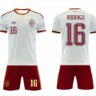 adult & kids Spain National Soccer Uniform Suit 16 RODRIGO Jersey Set Away 2026 White Activewear