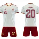 adult & kids Spain National Soccer Team Uniform Suit 20 PEDRI Jersey Set Away 2026 White Activewear