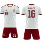 adult & kids Spain National Soccer Uniform Suit 16 RODRIGO Jersey Set Away 2026 White Activewear