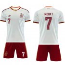adult & kids Spain National Soccer Team Uniform Suit 7 MORATA Jersey Set Away 2026 White Activewear