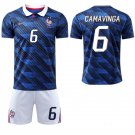 adult & kids France National Soccer Uniform Suit 6 Camavinga Jersey Set Home 2026 Blue Activewear