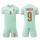 adult & kids France National Soccer Team Uniform Suit 9 GIROUD Jersey Set Away 2026 Green Activewear
