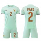 adult & kids France National Soccer Team Uniform Suit 2 PAVARD Jersey Set Away 2026 Green Activewear