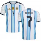 adult & kids Argentina National Soccer Uniform 7 Rodrigo De Paul Jersey Home 2026 Blue Activewear