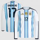 adult & kids Argentina National Soccer Uniform 17 Garnacho Jersey Home Stadium 2026 Blue Long-Sleeve