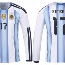 adult & kids Argentina National Soccer Uniform 17 Simeone Jersey Home Stadium 2026 Blue Long-Sleeve