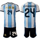 adult & kids Argentina National Soccer Uniform Suit 24 E. Fernandez Jersey Set Home 2026 Activewear