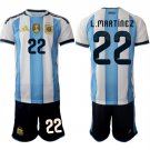 adult & kids Argentina National Soccer Uniform Suit 22 L.MARTINEZ Jersey Set Home 2026 Activewear