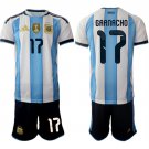 adult & kids Argentina National Soccer Uniform Suit 17 GARNACHO Jersey Set 2026 Home Activewear