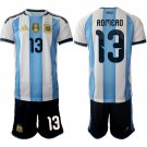adult & kids Argentina National Soccer Uniform Suit 13 ROMERO Jersey Set Home 2026 Blue Activewear