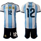 adult & kids Argentina National Soccer Uniform Suit 12 Rulli Jersey Set Home 2026 Blue Activewear