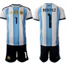 adult & kids Argentina National Soccer Uniform Suit 1 Benitez Jersey Set Home 2026 Blue Activewear