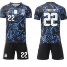 adult & kids Argentina National Soccer Uniform Suit 22 L.MARTINEZ Jersey Set 2026 Away Activewear