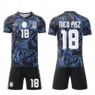 adult & kids Argentina National Soccer Uniform Suit 18 Nico Paz Jersey Set 2026 Away Activewear