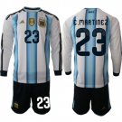 adult & kids Argentina National Soccer Uniform Suit 23 E.MARTINEZ Jersey Set 2026 Home Long-Sleeve