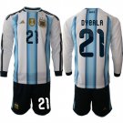 adult & kids Argentina National Soccer Uniform Suit 21 Paulo Dybala Jersey Set Home 2026 Long-Sleeve
