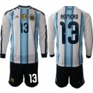 adult & kids Argentina National Soccer Uniform Suit 13 ROMERO Jersey Set Home 2026 Blue Long-Sleeve