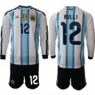 adult & kids Argentina National Soccer Uniform Suit 12 Rulli Jersey Set Home 2026 Blue Long-Sleeve