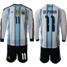 adult & kids Argentina Soccer Uniform Suit 11 Angel Di Maria Jersey Set Home 2026 Blue Long-Sleeve