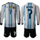 adult & kids Argentina Soccer Uniform Suit 7 Rodrigo De Paul Jersey Set Home 2026 Blue Long-Sleeve