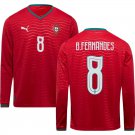 adult & kids Portugal National Soccer Uniform 8 Bruno Fernandes Jersey Home 2026 Red Long-Sleeve
