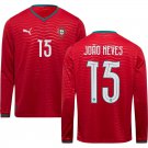 adult & kids Portugal National Soccer Uniform 15 JOAO NEVES Jersey Home Stadium 2026 Red Long-Sleeve