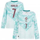 adult unisex Portugal National Soccer Uniform 7 Cristiano Ronaldo Jersey Away 2026 White Long-Sleeve