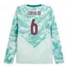 adult & kids Portugal National Soccer Uniform 6 Carvalho Jersey Away Stadium 2026 White Long-Sleeve
