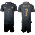 adult & kids Portugal Soccer Uniform Suit 7 Cristiano Ronaldo Jersey Set Special Black Activewear