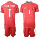 adult & kids Portugal National Soccer Uniform Suit 1 DIOGO COSTA Jersey Set Home 2026 Red Activewear
