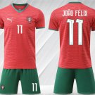 adult & kids Portugal National Soccer Uniform Suit 11 JOAO FELIX Jersey Set Home 2026 Red Activewear