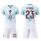 adult & kids Portugal National Soccer Uniform Suit 23 VITINHA Jersey Set Away 2026 White Activewear