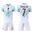 adult & kids Portugal Soccer Uniform Suit 7 Cristiano Ronaldo Jersey Set Away 2026 White Activewear