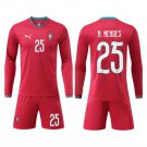 adult & kids Portugal National Soccer Uniform Suit 25 Nuno Mendes Jersey Set Home 2026 Long-Sleeve