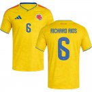 adult & kids Colombia National Soccer Team Uniform 6 Richard Rios Jersey Home 2026 Yellow Activewear