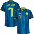 adult & kids Colombia National Soccer Team Uniform 7 Luis Diaz Jersey Away 2026 Turquoise Activewear