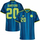 adult & kids Colombia National Soccer Team Uniform 20 Quintero Jersey Away 2026 Turquoise Activewear