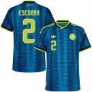 adult & kids Colombia National Soccer Team Uniform 2 Escobar Jersey Away 2026 Turquoise Activewear