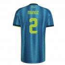 adult & kids Colombia National Soccer Uniform 2 Daniel Munoz Jersey Away 2026 Turquoise Activewear