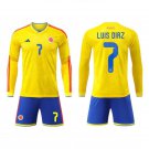 adult & kids Colombia National Soccer Team Uniform Suit 7 Luis Diaz Jersey Set 2026 Home Long-Sleeve