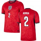 adult & kids England National Soccer Uniform 2 Ezri Konsa Jersey Away Stadium 2026 Red Activewear