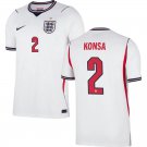 adult & kids England National Soccer Uniform 2 Ezri Konsa Jersey Home Stadium 2026 White Activewear