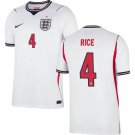 adult & kids England National Soccer Uniform 4 Declan Rice Jersey Home Stadium 2026 White Activewear