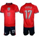 adult & kids England National Soccer Uniform Suit 17 Phil Foden Jersey Set Away 2026 Red Activewear