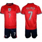 adult & kids England National Soccer Uniform Suit 7 Cole Palmer Jersey Set Away 2026 Red Activewear